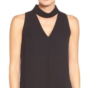 Trouve Black Choker Collar tank top